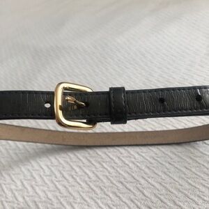 WCM Belt New York slim Glossy Grey Belt with Gold tone polished buckle Size M
